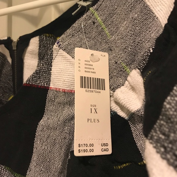 Anthropologie black and white shirt 1x plus size with zipper in the back - Picture 3 of 10